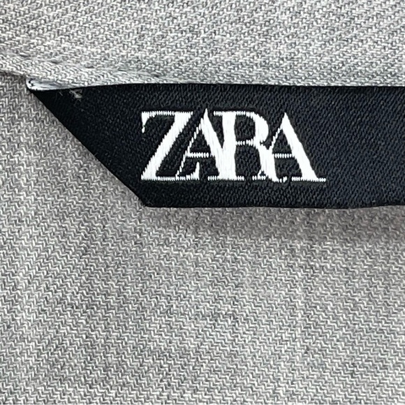 Zara Pom Polka Dot Babydoll Mini Contrast Dress Gray White Shirt Size Medium - Picture 12 of 15